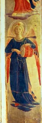 Engel, der eine Trommel schlägt, aus dem Linaiuoli Triptychon (Detail)